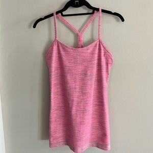 Lululemon Power Y Tank pink/grey stripe size 8